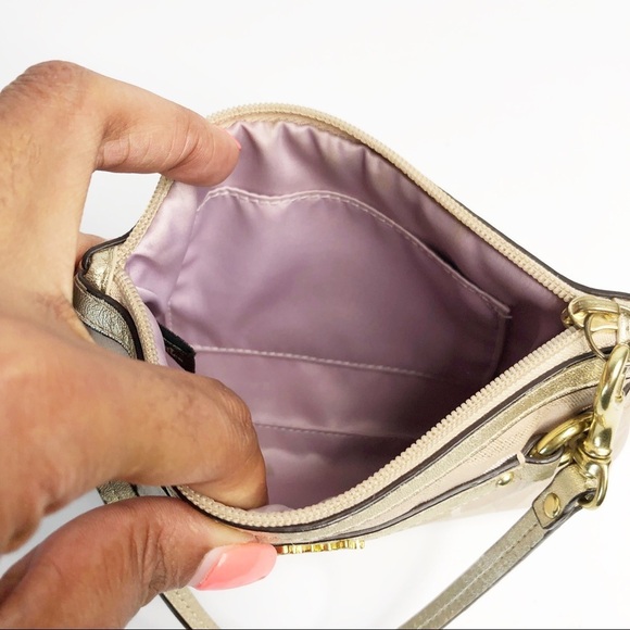 COACH | Gold Signature Mini Wallet Wristlet - Picture 5 of 6